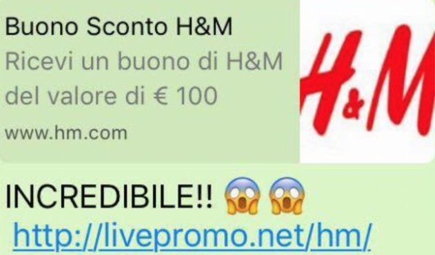Finti buoni H&M Occhio alle truffe on line