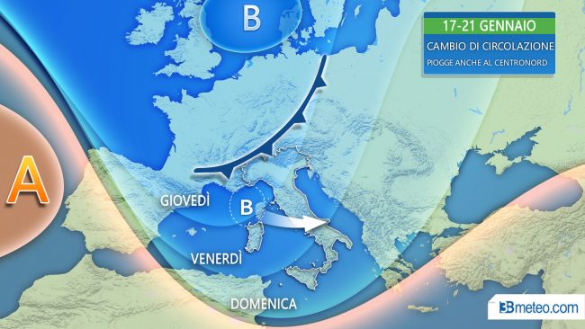 Da giovedì si cambia: tornano le piogge e la neve al Centro-Nord PREVISIONI METEO