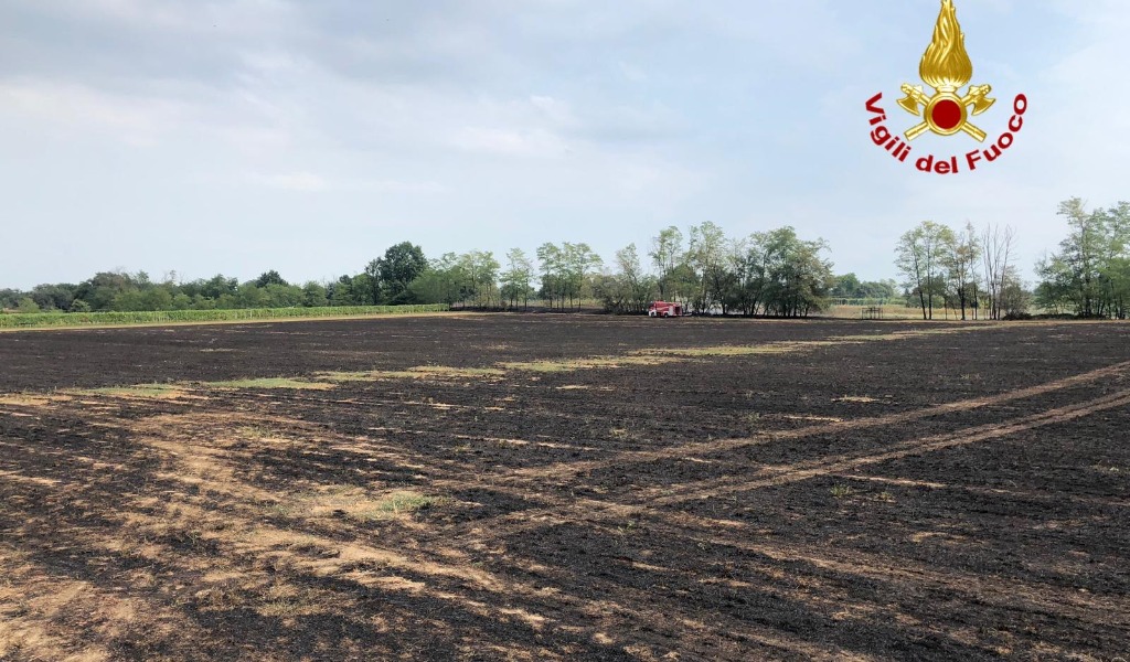 Incendio a Graffignana, 9 ettari di terreno carbonizzati