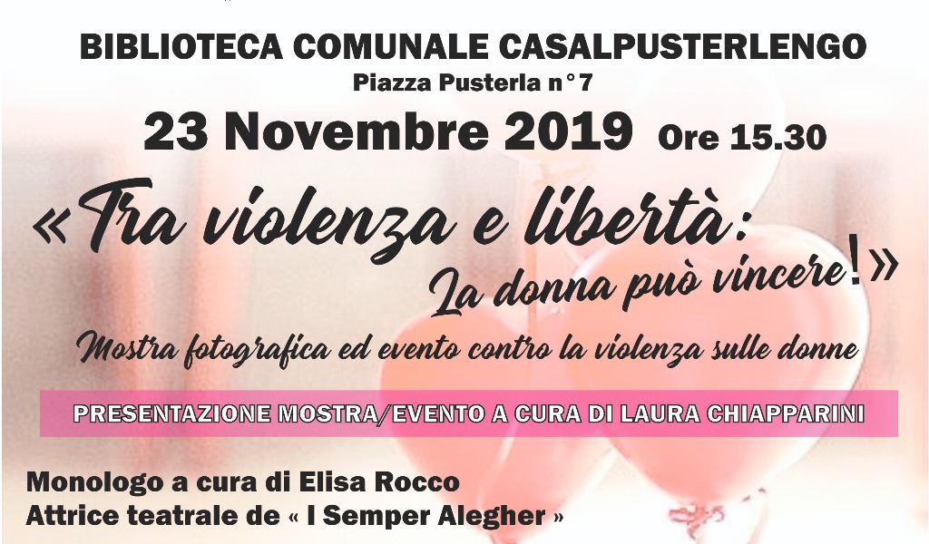 “Tra violenza e libertà: la donna può vincere”: l’evento organizzato a Casalpusterlengo