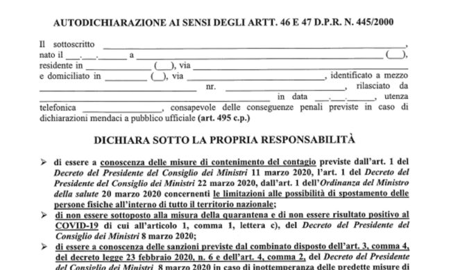 Il (terzo) nuovo modello per l’autocertificazione da scaricare