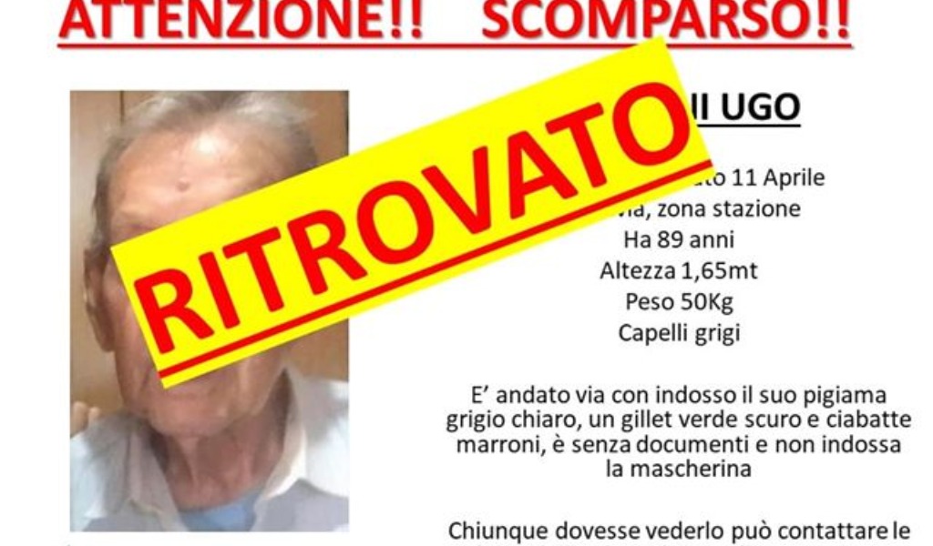 Ritrovato senza vita Galvani Ugo, 89enne scomparso sabato