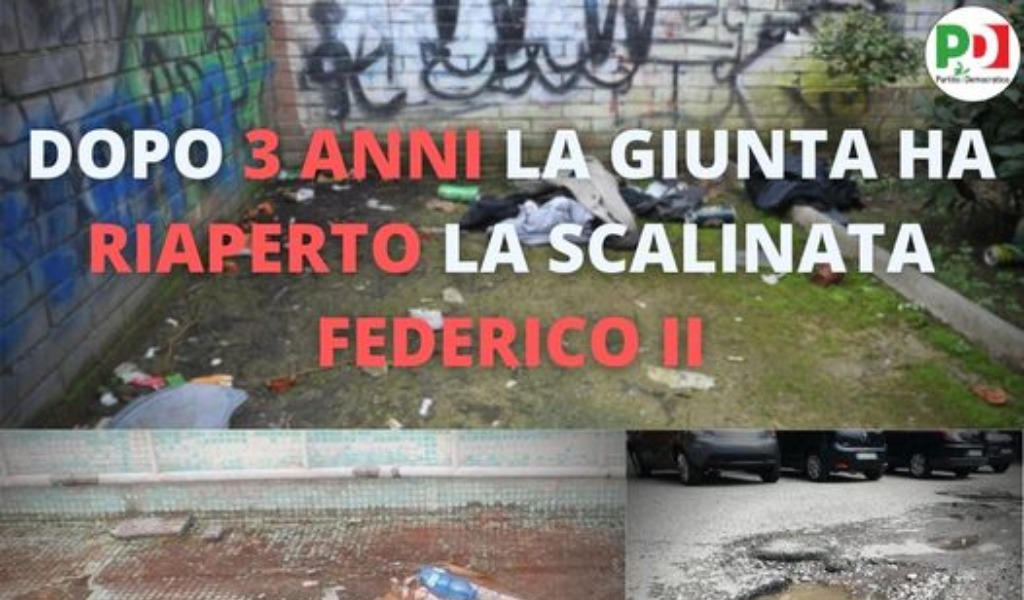 Riaperta la Scalinata Federico II, era chiusa da febbraio 2017