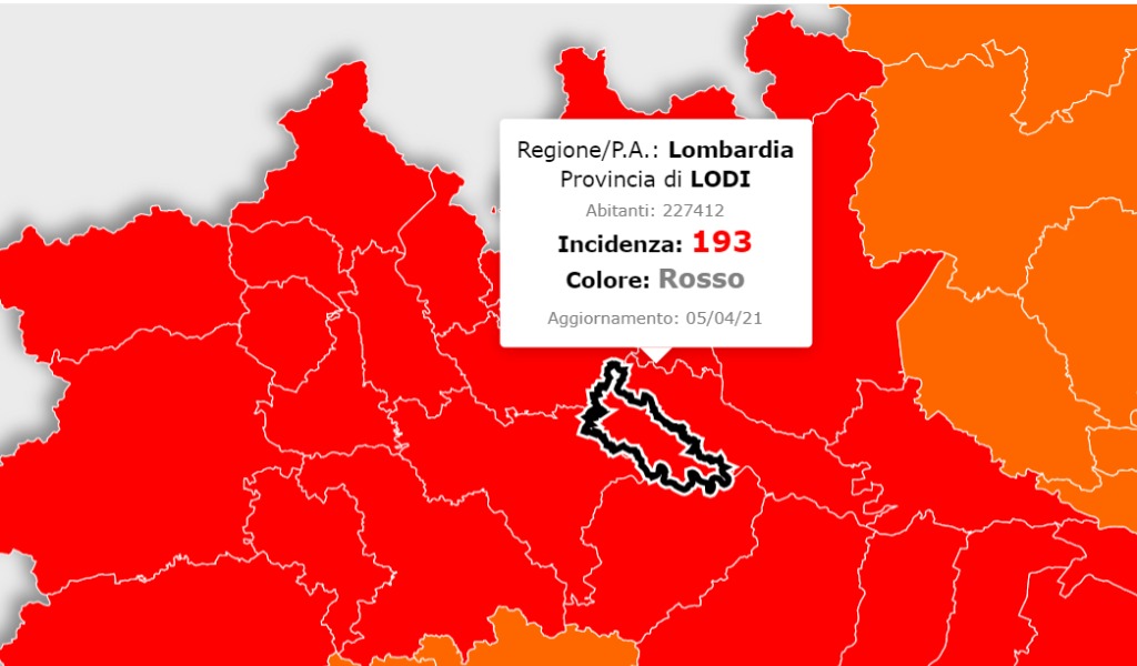 Incidenza contagi: Lodi sotto la soglia critica, la curva lombarda inizia a decrescere