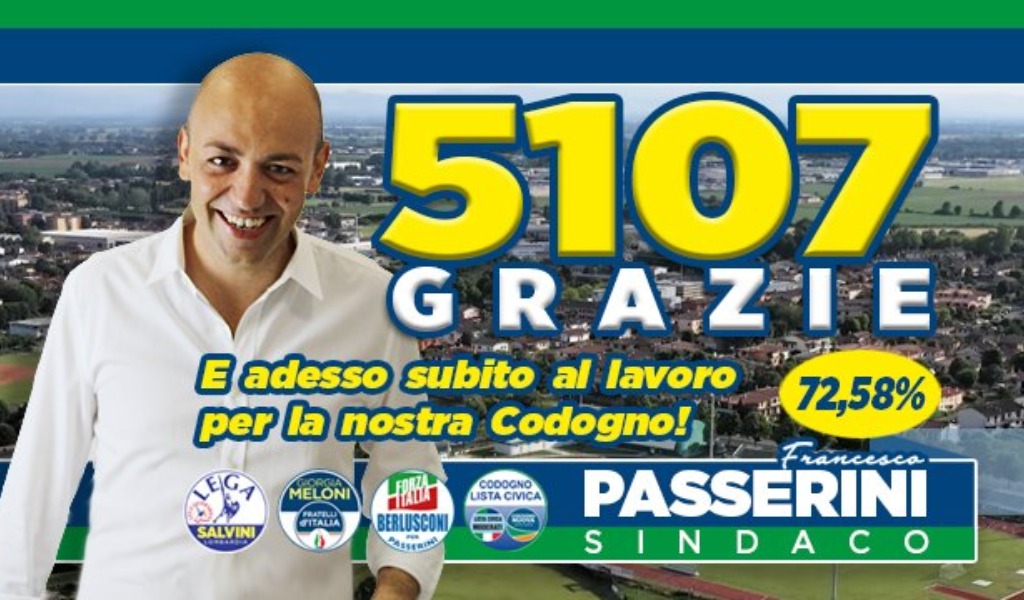 Elezioni Codogno 2021: Passerini vince col 72,58%