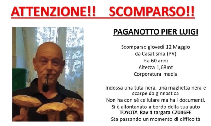 Dal Pavese arriva la richiesta d’aiuto per trovare Pier Luigi, scomparso giovedì
