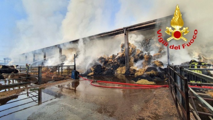 Rogo all’alba: vanno a fuoco quintali di fieno a Guardamiglio