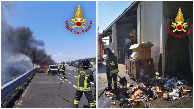 Raffica di incendi in poche ore nel Lodigiano