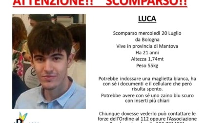Ore di ansia per Luca, 21enne mantovano scomparso