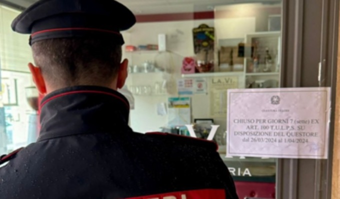 Frequentato abitualmente da pregiudicati, chiuso bar di Sant’Angelo Lodigiano