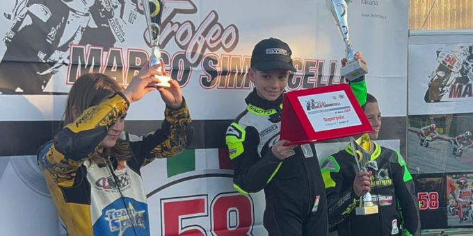 Giovane pilota di moto si aggiudica la vittoria della prima tappa del Trofeo Marco Simoncelli