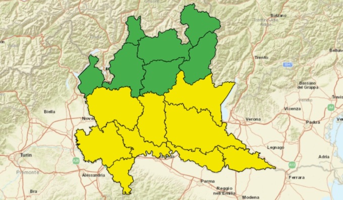 In provincia di Lodi allerta meteo gialla per rischio temporali