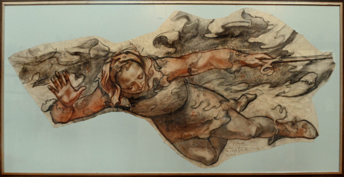 Cartone di affresco donato alla Provincia di Lodi: San Gabriele Arcangelo di Felice Vanelli