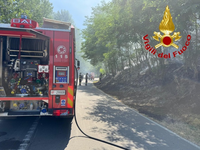 Incendio lungo la strada a Orio Litta: intervengono i Vigili del Fuoco