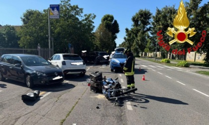 Incidente stradale a Lodi tra due auto e una moto: interviene l’elisoccorso