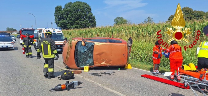 Ribaltamento sulla SP19: paura a Graffignana per un incidente stradale