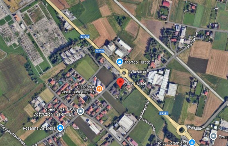 La zona dove si trova il supermercato Aldi di Turate, nel Comasco, dove è stato commesso il furto (clicca sull'immagine per navigare nella mappa)