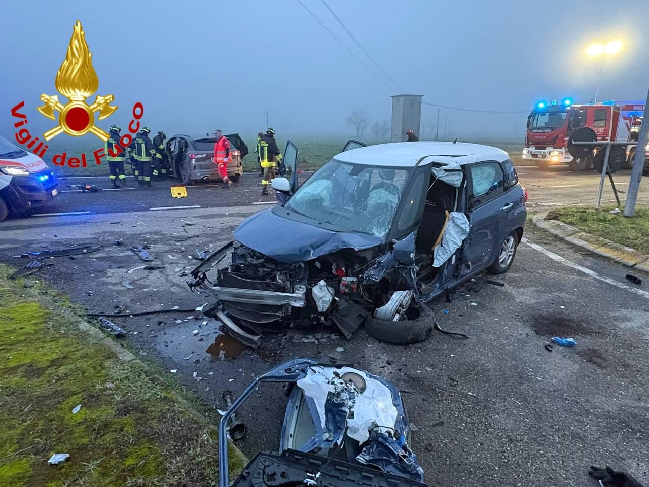 Le due auto coinvolte nell'incidente a Graffignana verso le 7.30 del mattino