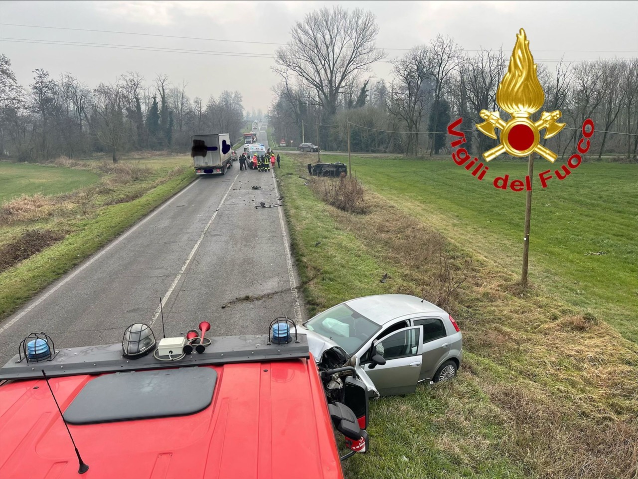 Scontro tra due auto sulla Provinciale 26: tre feriti a Castiglione d’Adda