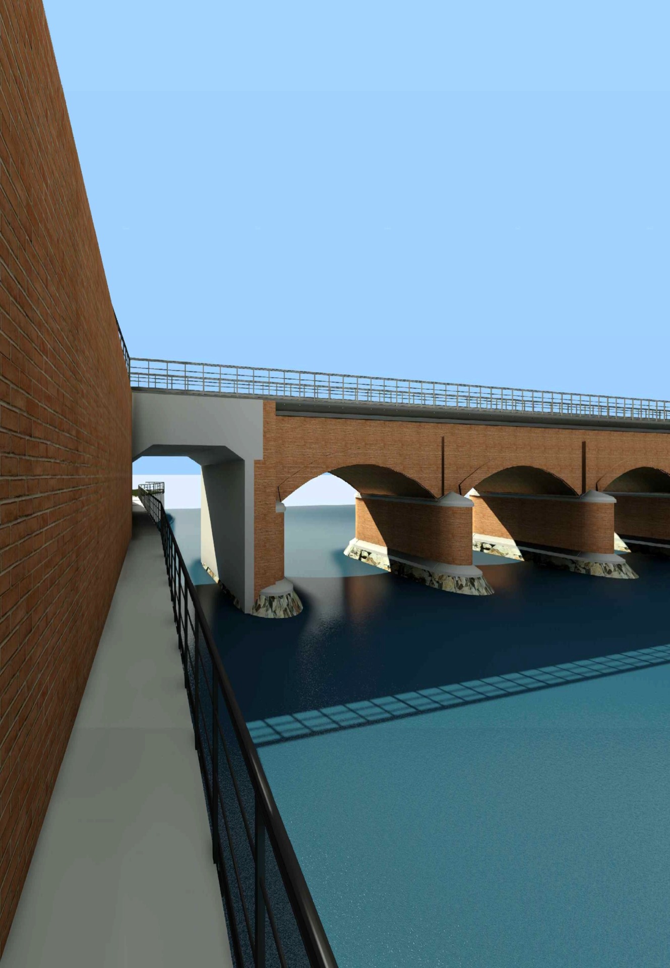 Un render, realizzato da Aipo, che illustra come sarà il ponte a fine lavori
